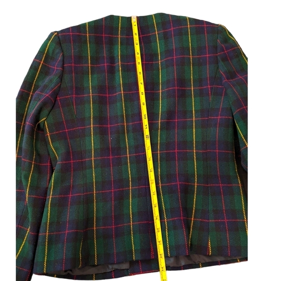 Vintage Joan Leslie Tartan Print Green & Red Blazer 6P - Picture 11 of 16